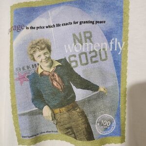 Amelia Earhart VTG‎ Graphic Tee - Courage, Women Fly NWT Size large